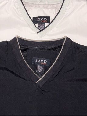 IZOD XPG V-Neck Athletic Pullover Windbreakers lot of 2- Black & Beige